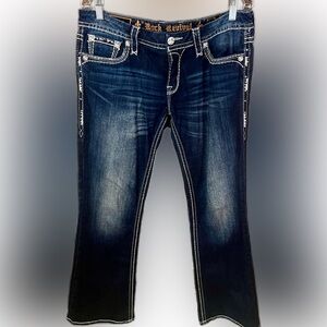 Rock Revival women’s bootcut jeans, size 31, with signature embroidery
